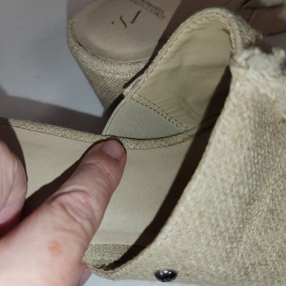 SIMPLY VERA by VERA WANG Wedge Sandal Womens 9M Tan Platform Textile Fringe Boho - Picture 3 of 12